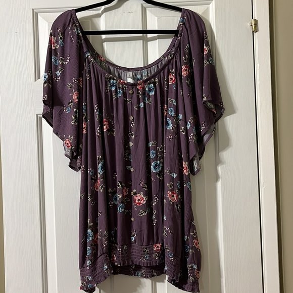 Women's Smocked Peasant Top - Picture 2 of 7